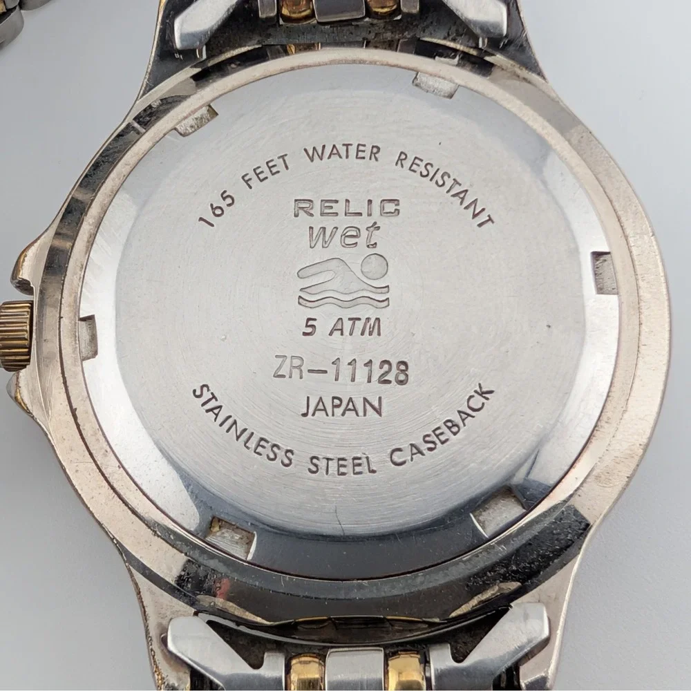 Relic Wet Diver Style Quartz Women's Watch Two Tone Rotating Bezel Black Dial‎